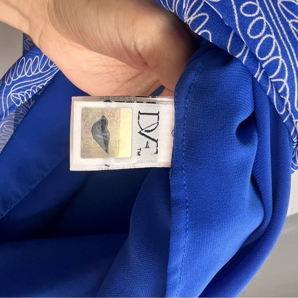 DVF Diane von Furstenberg Aria Silk Tunic Dress 6 Blue Print - Picture 5 of 8